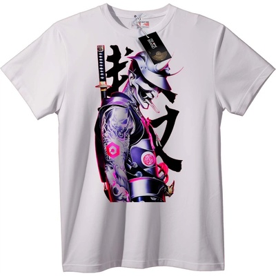 NOONEBRAND Тениска Неонов Самурай Аниме - 4XL, White