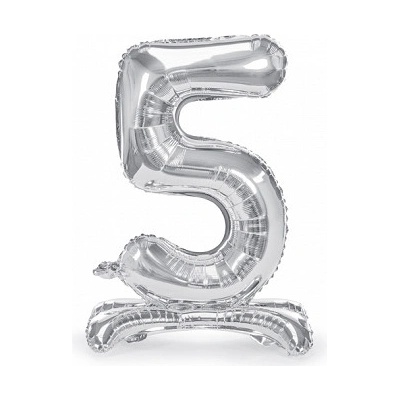 Balónek fóliový číslo 5 stříbrný stojící 70 cm