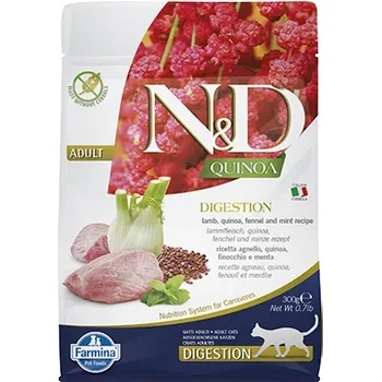 Farmina N&D Cat Quinoa Digest Lamb - храна за котки в зряла възраст за здрав стомах с агнешко и киноа; без зърно 0.300 кг