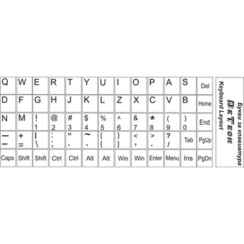 DETECH Букви за клавиатура DeTech DE-17045 за лаптопи без кирилица, с латиница, бели (DE-17045)