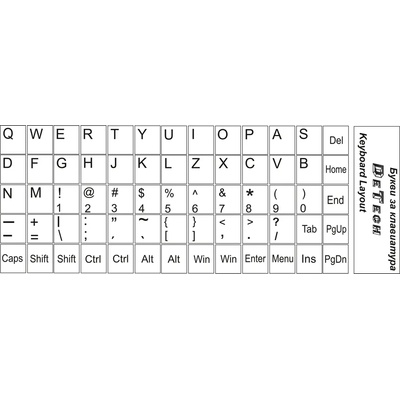 Букви за клавиатура DeTech DE-17045 за лаптопи без кирилица, с латиница, бели (DE-17045)