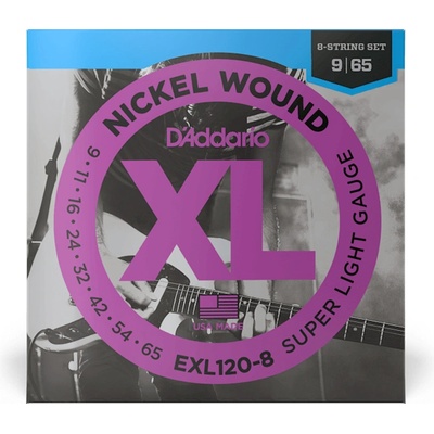 EXL120-8, Струни за 8 струнна електрическа китара, Размер 09-65 (EXL120-8)