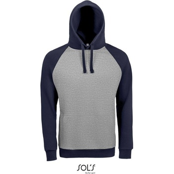 Sol's Seattle Unisex 2-farebná mikina s kapuc. sivá m. modrá f.n.