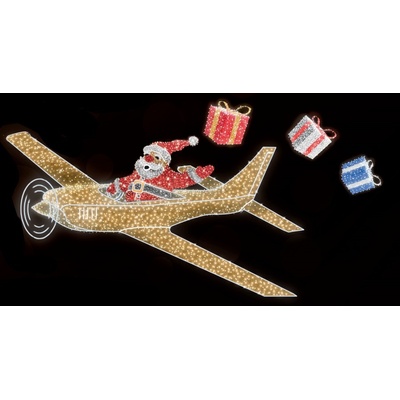 Polamp POL-2918 3D dekorace Santa v letadle s dárky 175 x 350 cm – Hledejceny.cz