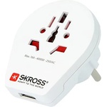 SKROSS Адаптер за пътуване skross usb гнездо 240v/16a, заземен, БЯЛ 1.500260 (1.500260)
