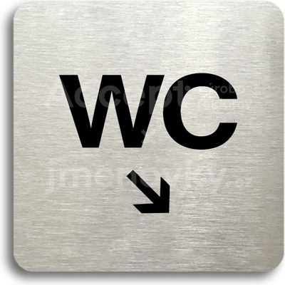 ACCEPT Piktogram WC vpravo dolů - stříbrná tabulka - černý tisk bez rámečku