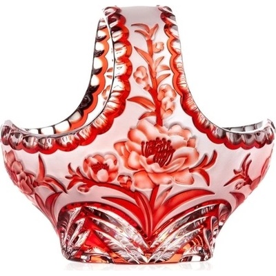 Bohemia Crystal Ručně broušený košík Sakura Rubín 205 mm