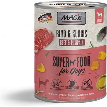 MAC's Dog Adult Beef and pumpkin - Пълноценна консервирана храна за израснали кучета, без зърно, с говеждо и тиква