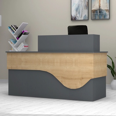 TopMebel Меламиново рецепционно бюро Dustin в антрацит - дъб 160x60x101.8см