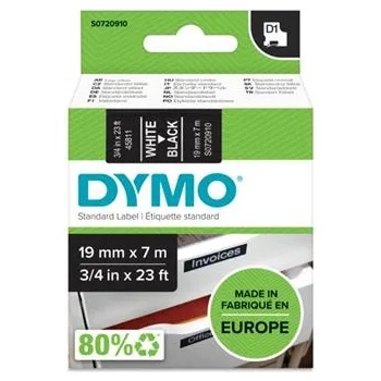 DYMO Етикетираща лента за машини 19 мм x 7 м DYMO "D1", черно-бяла (45811)