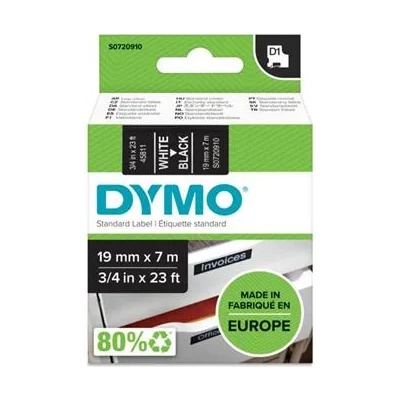 DYMO Етикетираща лента за машини 19 мм x 7 м DYMO "D1", черно-бяла (45811)