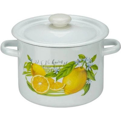 idilia 16 см (2 л. ) малка емайлирана тенджера с метален капак idilia разцветка Лимон