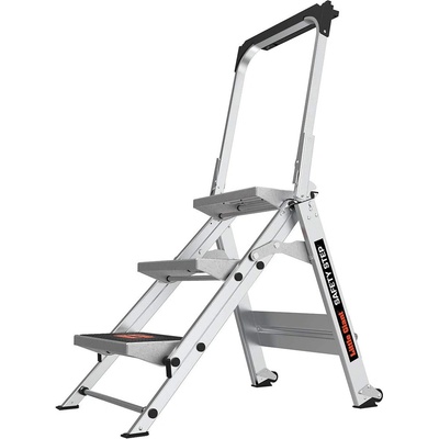 Little Giant Ladder Алуминиева степ стълба с широки гумирани 3 стъпала Safety Step (10310BAEN)