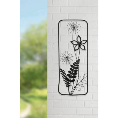Gilde Nástěnný kovový reliéf Black Flowers, 61 cm