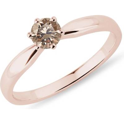 Klenota Prsteň z ružového zlata s champagne diamantom k0191064