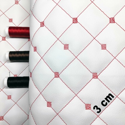 Ekokůže prošívaná MIX 3x3 cm barva Bílo-Červená 1,2 m x 0,8 m
