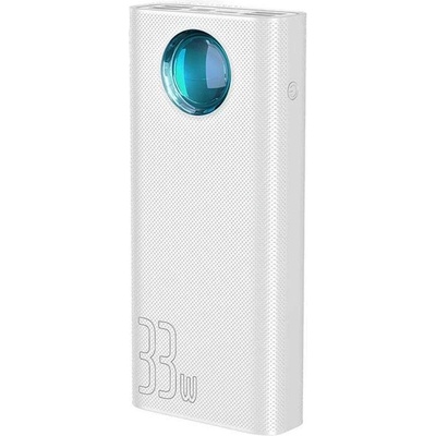 Baseus Ambilight Power Bank with Digital Display Quick Charge - външна батерия 30000 mAh с 4xUSB и USB-C изходи за зареждане на смартфони и таблети (бял)