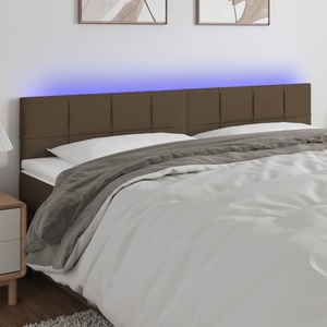 vidaXL LED горна табла за легло, таупе, 200x5x78/88 см, плат (3121638)