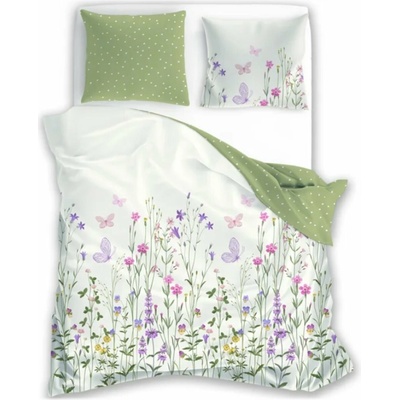 Faro Bavlnené obliečky Summer Dream s lúčnymi kvetmi a motýľmi 100% bavlna 70x90 140x200