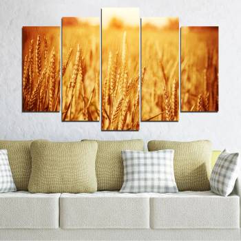 Vivid Home Картини пана Vivid Home от 5 части, Слънце, Канава, 110x65 см, Стандартна форма №0177