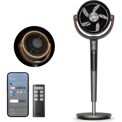 DREO 25 dB Quiet Smart Pedestal Fan, 110 cm Height 6 Modes 8 Speeds 120°+105° Omni-directional Oscillating Fan with Remote Voice Control for Bedroom, PolyFan 513S - DR-HAF003S
