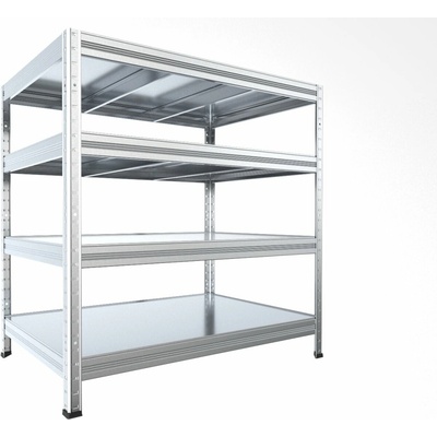Biedrax Regál do pivnice 45 x 90 x 90 cm, pozink, 4 police plechové, 150 kg na policu