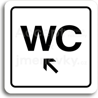 ACCEPT Piktogram WC vlevo nahoru - bílá tabulka - černý tisk