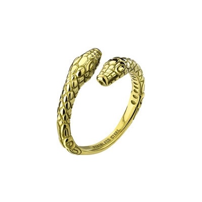 Šperky4U Zlacený ocelový prsten had OPR1952