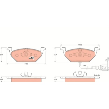 Sada brzdových platničiek, vždy 4 kusy v sade TRW GDB1386