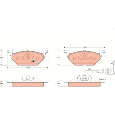Sada brzdových platničiek, vždy 4 kusy v sade TRW GDB1386