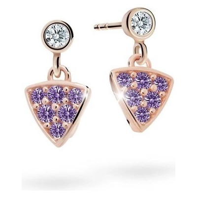 Danfil dětské náušnice C2207 z růžového zlata s kamínky Amethyst zapínání balónek
