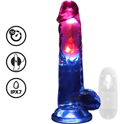 RealRock LED svítící vibrační dildo s varlaty