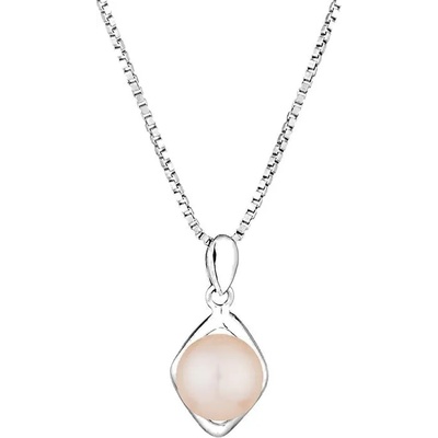 Swan Сребърно колие ромб със сладководна розова перла IEP0104P Swan