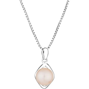 Swan Сребърно колие ромб със сладководна розова перла IEP0104P Swan