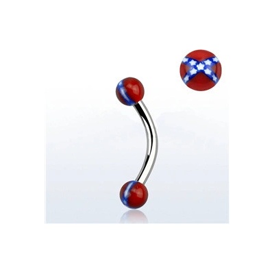Piercingate piercing do obočí POB00220 červená/Modrá