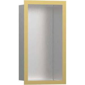Hansgrohe XtraStoris Individual - Ниша за вграждане в стена с дизайнерска рамка, 30x15x10 см, матирана неръждаема стомана/златист вид 56094990 (56094990)
