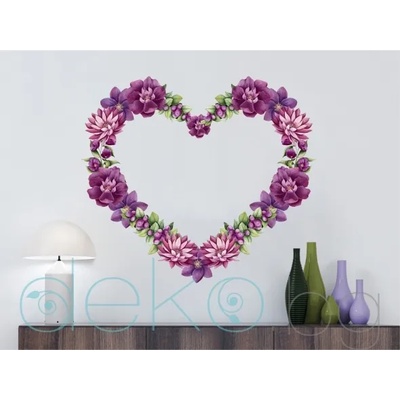 Сърце от цветя - стикер с ефект на акварелна рисунка (3189)