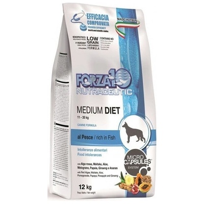 Forza 10 Medium Diet hypoalergénne s rybami pre dospelých psov stredných plemien 12 kg