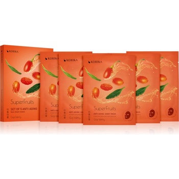 KORIKA SuperFruits Goji Berry - Set of 5 Anti-aging Face Sheet Masks комплект маски за лице на намалена цена с подмладяващ ефект Goji berry