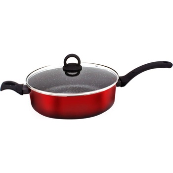 Sapir Дълбок тиган с капак zephyr zp 4419 t28cd, 28х5.5 см, Мраморно покритие, Индукция, Червен/черен (1319120133)