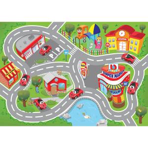 Bburago Килимче за игра Bburago Junior Ferrari City с количка, 100×70 см