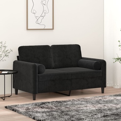 vidaXL Декоративни възглавници, 2 бр, черни, Ø15x50 см, кадифе (349514)
