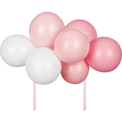 Party Deco KBT3-081Set mini balónikov na tortu Color mix topper Ružová