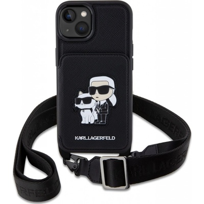 Karl Lagerfeld iPhone 14 Saffiano Crossbody Karl and Choupette NFT čierne