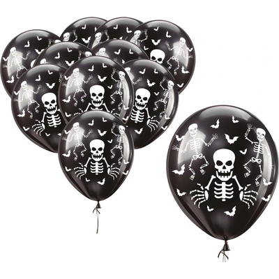 Guirca Černé balónky s kostlivci nafukovací balónky na Halloween