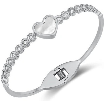 Titan Jewerly dámský ocelový pevný náramek s Holo srdíčkem stříbrný GH1045
