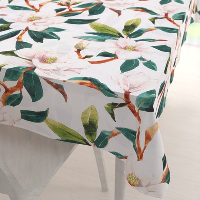 Biante bavlna ubrus Sandra SA-293 Magnolie se zelenými listy na bílém 100x140 cm