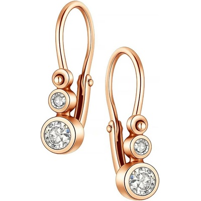 Zlaton Náušnice růžové zlato visací s diamantem 0.088ct 1.2cm 0.65g 000282203236