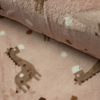 Babysoft vzorovaný - Žirafa na pudrovém