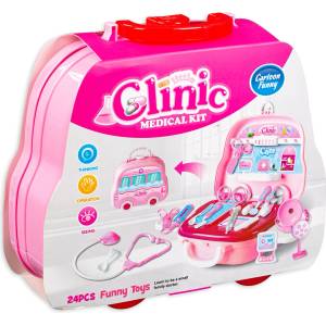 Kid's Zone Комплект Kid's Zone - Little Clinic, Чичо Доктор в куфарче, розово, 24 части (2006U503) - ozone